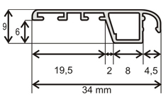 řez profilem ISSO OE 34x9 LUX